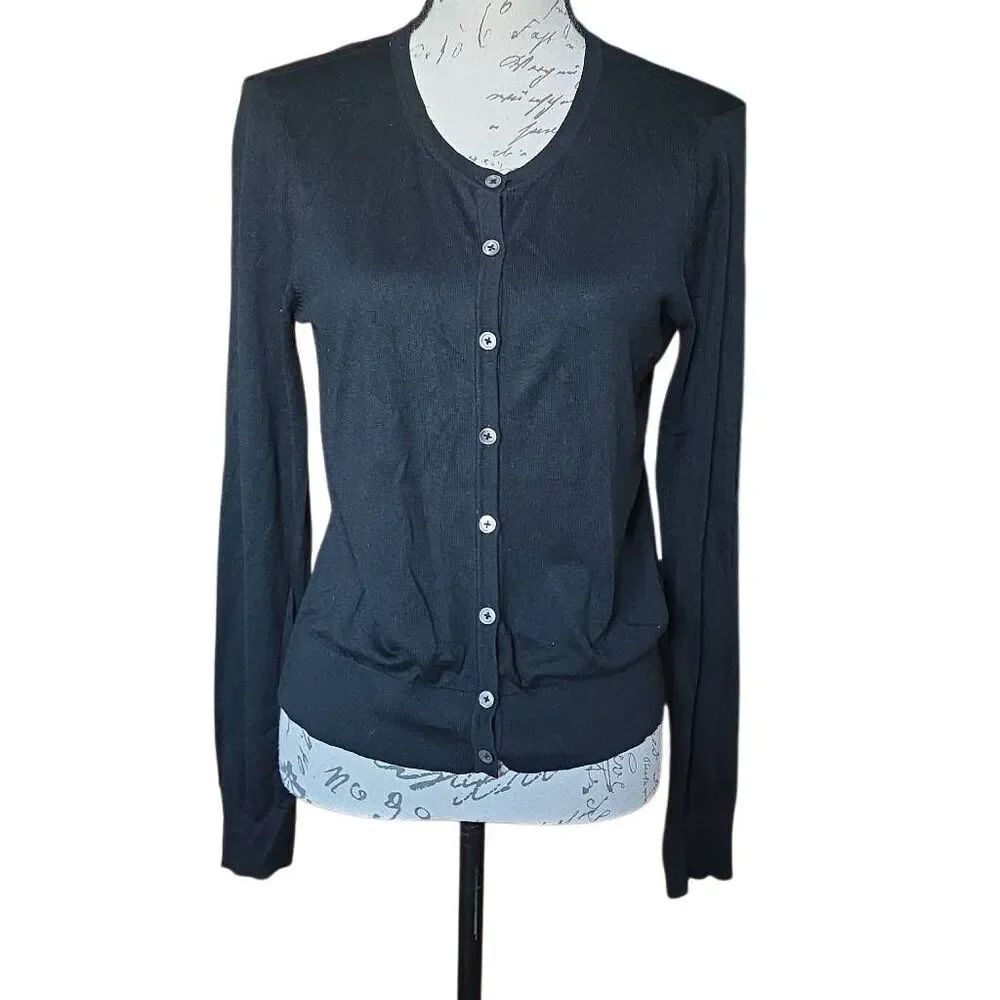 41 Hawthorn Women's Size Large Black Modal Silk Button Down Cardigan